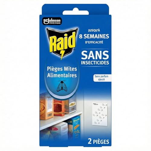 Raid Piège Mites Alimentaires - Piège Anti-Mites - Sans Insecticides - Jusqu'à 8 Semaines d'Efficacité - 2 Pièges