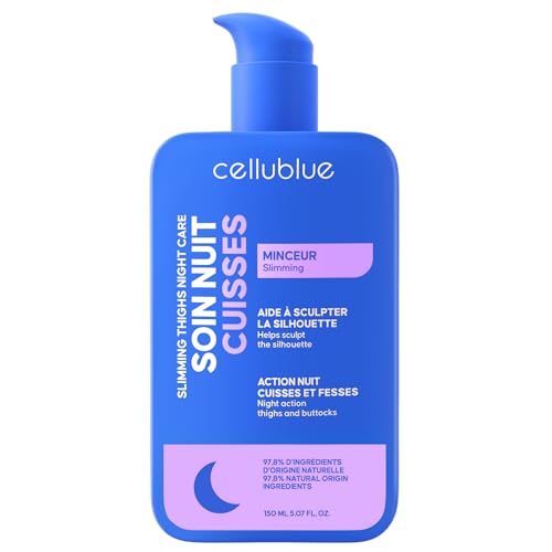 Crème Minceur Nuit Cuisses Cellublue - Affine et Raffermi les Cuisses Pendant le Sommeil - Lisse et Tonifie la Peau - 97,8% Origine Naturelle - 150 ml