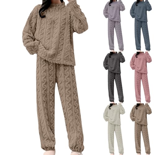 Pyjama en Polaire pour femme - Coupe Ample Douce et Épaisse - Ensemble Confortable pour Hiver et Repos à la Maison