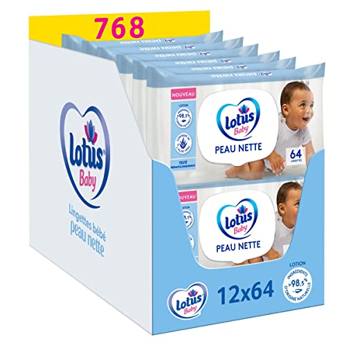 Lotus Baby Peau Nette Lingettes Bébé - Pack de 12x64 lingettes