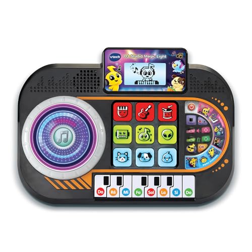 VTech - DJ Studio Magic Light, Platine DJ Enfant, Table de Mixage Junior avec Écran Rétroéclairé, Effets Lumineux