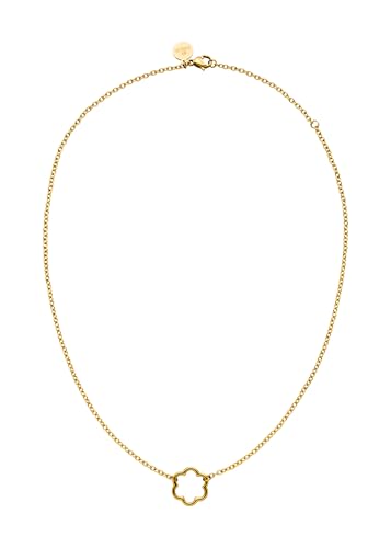 Collier femme fleur Purelei, chaîne acier inoxydable, or plaqué 18 carats