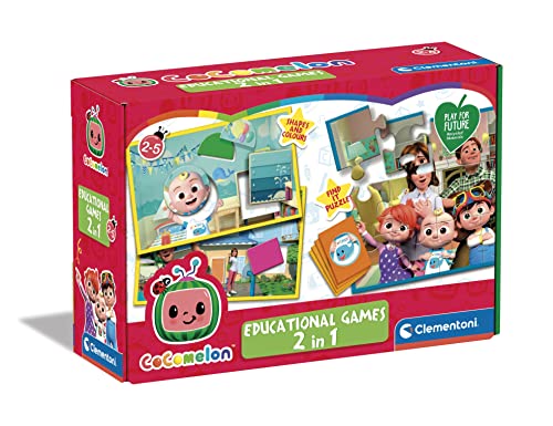 Clementoni Educational Games-2 1 Cocomelon-Jeu Éducatif 3 Ans (Italien, Anglais, Français, Allemand, Espagnol, Néerlandais Et Polonais), Made in Italy