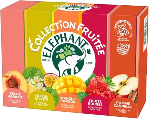 Elephant Infusion Collection Fruitée, Assortiment 5 Tisanes, 50 Sachets