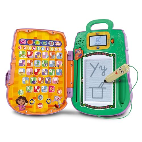 VTech - Sac à Dos Éducatif Dora L’Exploratrice - Ardoise Magique Sakado avec Stylet Interactif, 12 Activités et Jeux - De 3 à 7 ans