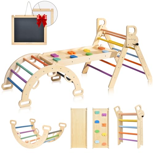 BlueWood 7 en 1 Triangle d'escalade Montessori Enfants - CADEAU DE NOËL ❤️ ou NAISSANCE 👶