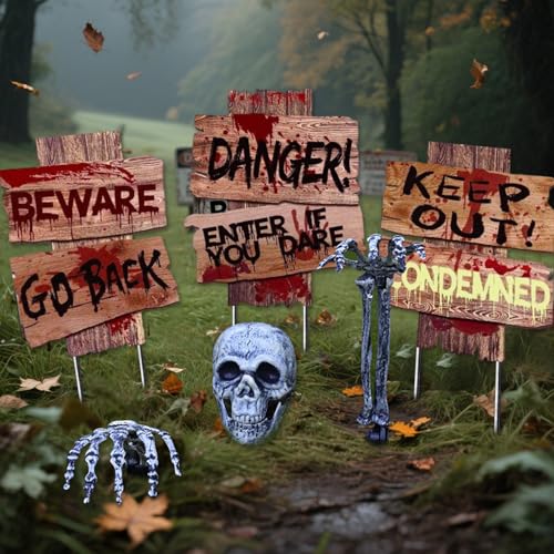 Décorations d’Halloween - Panneau, Crâne et Bras de Squelette