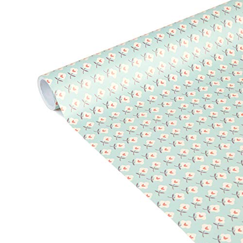CLAIREFONTAINE Papier cadeau - Rouleau Papier Affiche 80g 5x0,35m Fleurs bleues