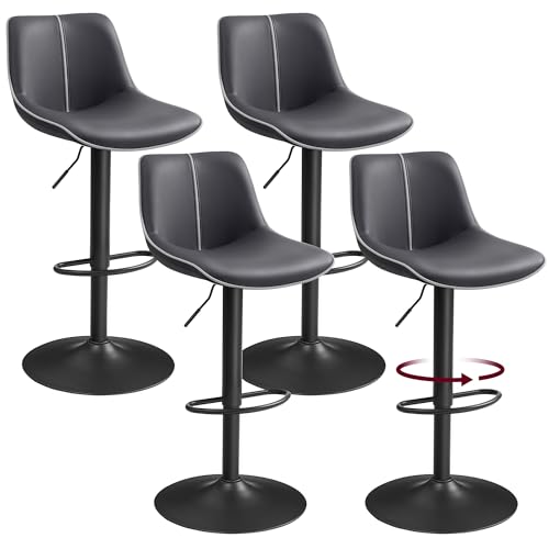 VASAGLE Lot de 4 Tabourets de Bar, Pivotants, Réglables en Hauteur