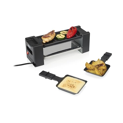 Mini Grill Raclette, 400 W, Pour 2 Personnes, Design Compact Avec Surface Antiadhésive, Chauffe Homogène Et Nettoyage Facile