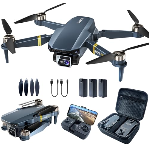 Drone avec caméra 4K UHD pour adultes et débutants, 84 min de vol (3 batteries), portée 800 m, moteur sans balais, maintien d’altitude automatique, su