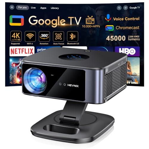 Google TV Videoprojecteur 4K 2200 ANSI, 2+32G ROM Retroprojecteur
