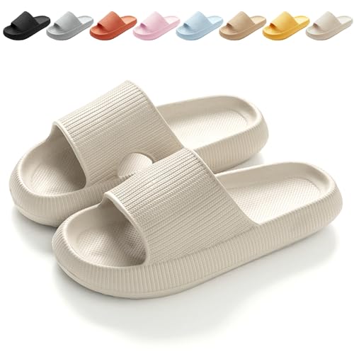 Calish Chaussons Antidérapants pour Homme Femme Pantoufles de Douche Très Léger Semelle Épaisse Amorti Soft Tongs Sandales
