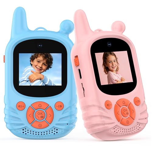 Lot de 2 Talkie-walkies vidéo rechargeables pour Enfants, Double caméra HD -  Portée de 300 m