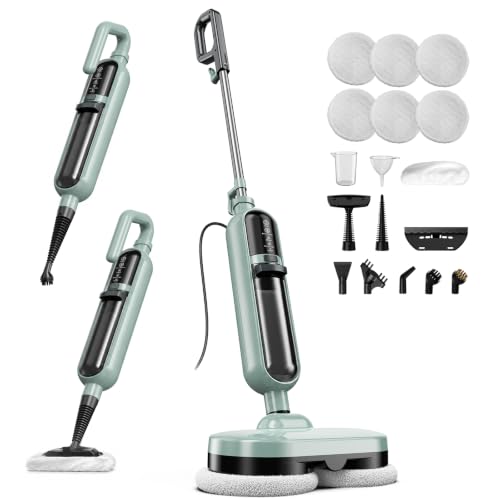 Balai Vapeur Rotatif, Nettoyeur Vapeur Balai 10 en 1, Steam Mop, 6 Tampons