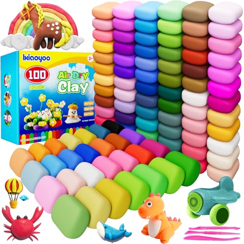 Ixiaoyoo Pate a Modeler - 100 Couleurs Argile Autodurcissante Pâte à Modeler Magique pour enfants, Jouets Cadeaux pour Enfants