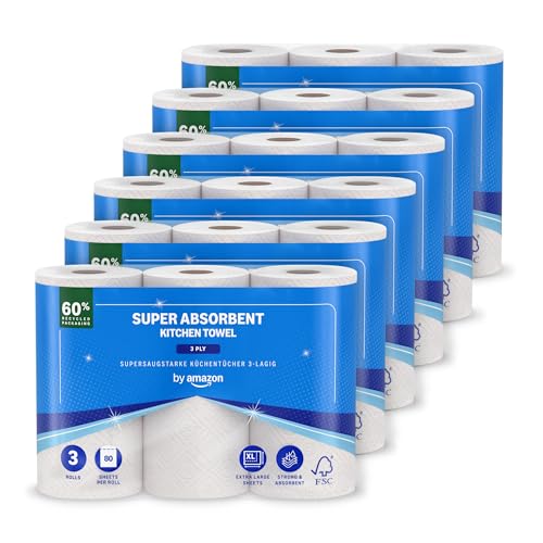 🔥 18 rouleaux Essuie-tout Super Absorbant, Triple Épaisseur, 80 Feuilles par Rouleau, Certifié FSC -  6 Paquets de 3 🔥🔥🔥