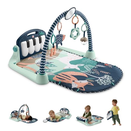 Fisher-Price Tapis Piano Kick & Play pour bébé, Navy Fawn