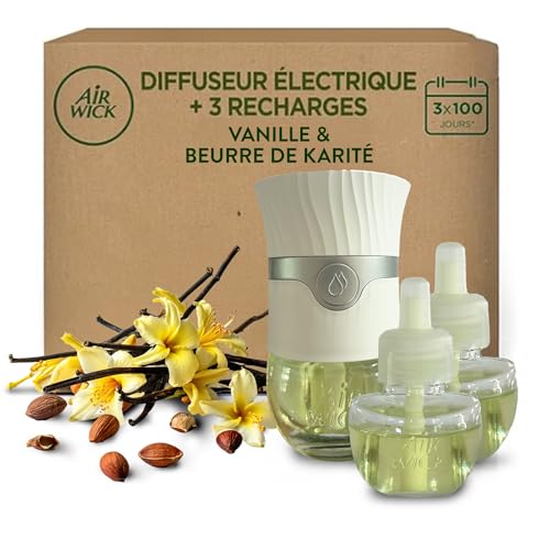 Air Wick Kit Diffuseur électrique + 3 recharges Vanille & Beurre de Karité 57mL