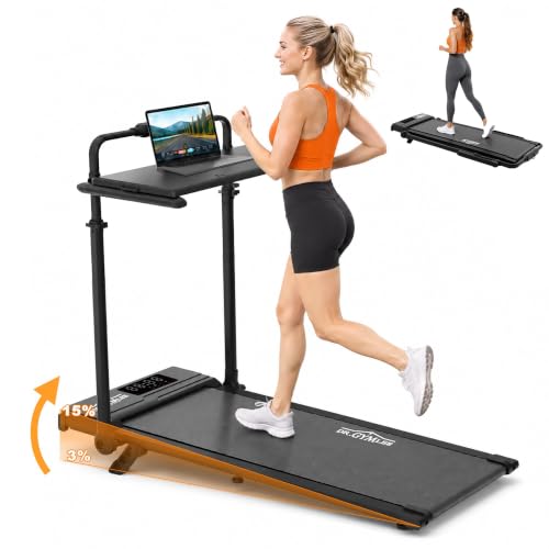 DR.GYMlee Tapis de Course 6-en-1, Inclinaison 3–15%, Walking Pad sous Bureau, 1–12 km/h, Moteur 2,5 HP, 8 Amortisseurs, Guidon Réglable 15 cm, Écran L