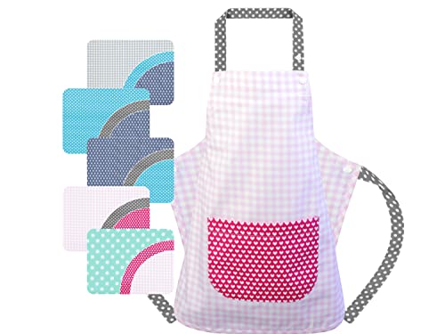 Emily's Check Tablier enfant - Cuisine enfant, Bricolage et Jardinage - Fermetures sécurisées - certifiée OEKO-TEX 1592.2315, petite (3-6 ans), carrea