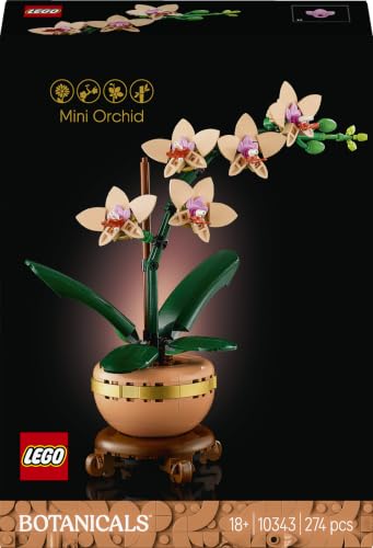 LEGO Botanicals L’orchidée Miniature 10343 | Set de fleurs artificielles pour adulte, décoration, plante avec pot style terracotta, idée cadeau pour f