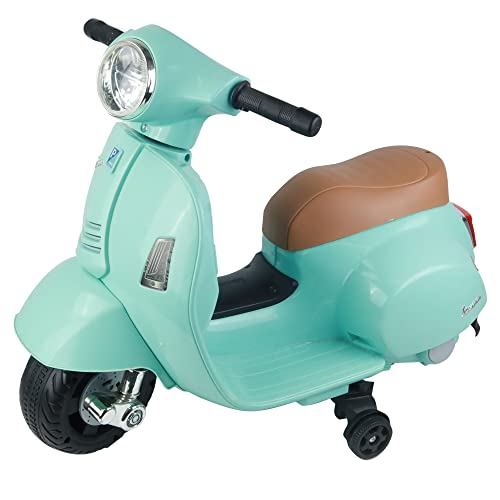 Scooter Vespa Gts Vert d'Eau Porteur Électrique Dès 18 mois | Roues Libres - 25Kg Max - Jouet Enfant