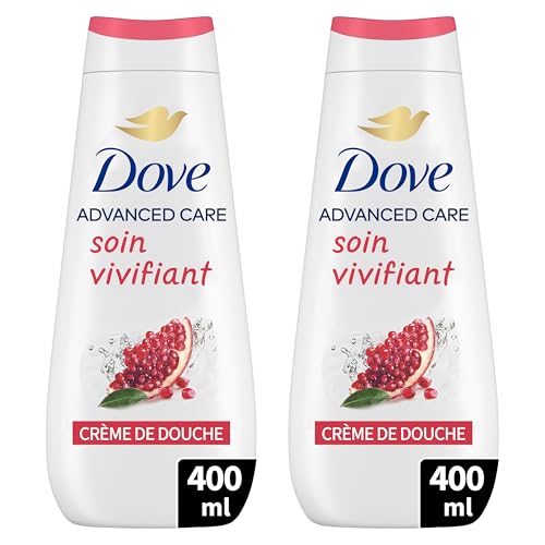 DOVE Gel Douche 2x400ml Anti-Stress Grenade & Hibiscus 0% Sulfate  | Nourrit et Prend Soin des Peaux Sèches