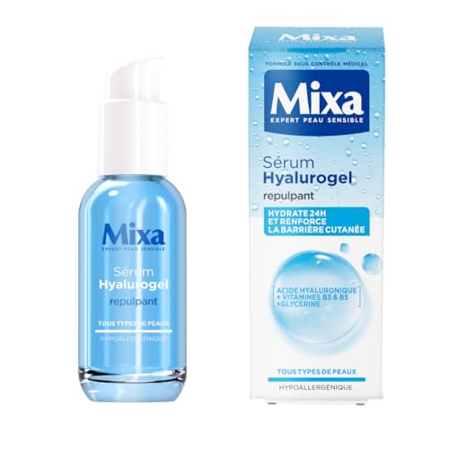 MIXA Sérum Hydratant - Hydratation Intense 24H Acide Hyaluronique 30ml - | Vitamines B3 & B5, Repulpe & illumine, Atténue ridules déshydratation, Text