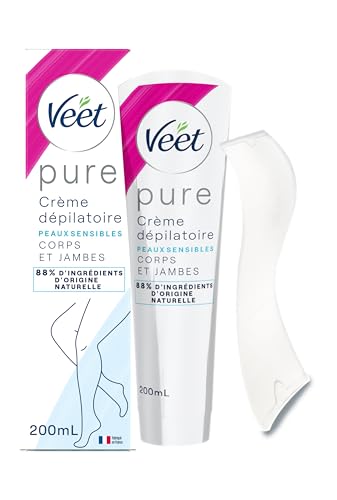VEET PURE - Crème Dépilatoire Corps et Jambes - Peaux Sensibles - 88% d'Ingrédients d'Origine Naturelle - 200ml
