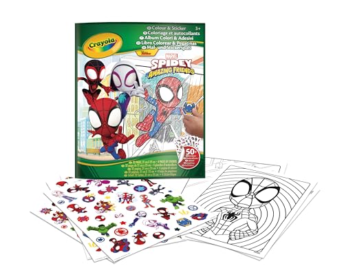 Crayola, Album de coloriage avec Autocollants Spidey, 32 pages | 32 pages, 4 feuilles d'autocollants, Album à colorier avec autocollants spidey, Au-de
