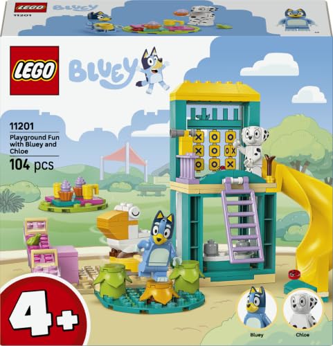 LEGO Bluey : Bluey et Chloe à l’Aire de Jeux 11201 | Jeu de construction pour garçon ou fille dès 4 ans, 2 minifigurines, toboggan & 3 plantes, idée c