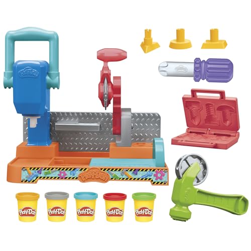 Play-Doh Banc à Outils Stamp N Saw, Jouet Créatif et Sensoriel avec Pâte à Modeler - Pour Enfants Dès 3 Ans