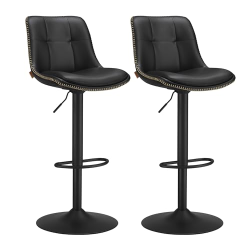 Lot de 2 Tabourets de Bar VASAGLE à Hauteur Réglable | Noir D'Encre et Noir Mat