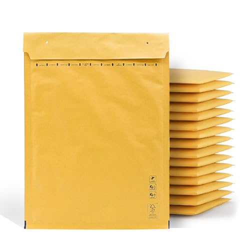 Lot de 20 enveloppes matelassées pour envoi, enveloppes à bulles, couleur kraft, différentes tailles, enveloppes d'expédition à bulles m-office (100 x