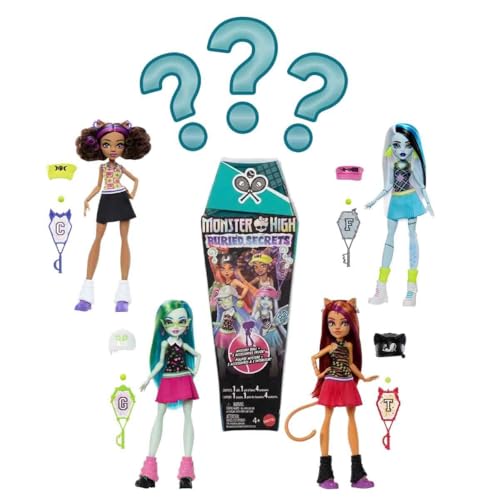 Monster High Poupée Buried Secrets, Personnages Assortis | Thème concert Lurks avec poupée mystère et 5 accessoires surprise Unboxing HYV64