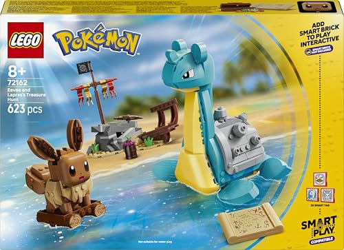 LEGO Pokémon Smart Play : Chasse au trésor d’Évoli et Lokhlass 72162 |3 Tags, 2 Figurines, idée cadeau pour garçon ou fille dès 8 ans, 623 pièces