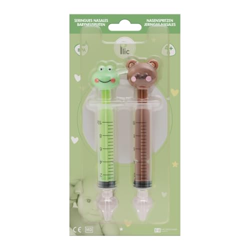 PLIC CARE - Lot de 2 Seringues Nasales Bébés - Aspirateur Irrigation Nasale - Nettoyage Efficace - Format Ludique - Embout Souple en Silicone sans BPA