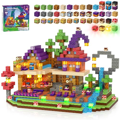 Cube Magnétique Lumineux 200 PCS, Magnetic Blocks, Maison de Magie