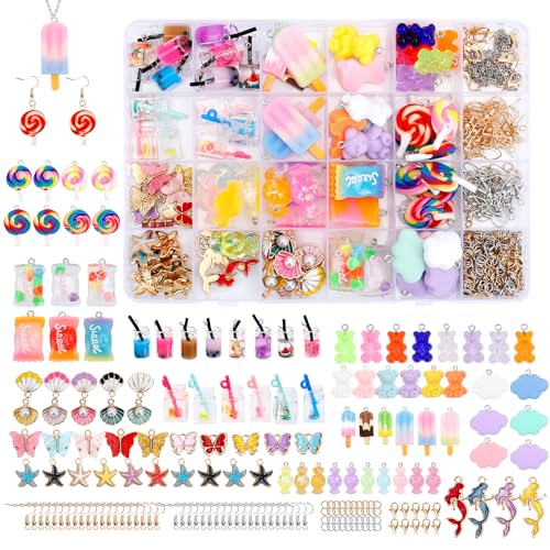 100PCS Pendentifs Charms en Résine Été, Kit Perles pour Bracelets - Bijoux Enfants Fille