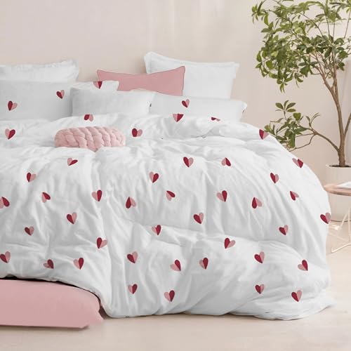 Dreamzie Parure Microfibre Zip 240x220 Cœurs 2 Taies 65x65 | Douce et respirante · Lavable à 40°C · Séchage rapide · Idéale pour une chambre moderne ·