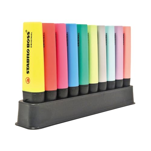 STABILO - Surligneur - BOSS ORIGINAL - Set de Bureau x 10 Surligneurs - coloris fluo et pastel assortis