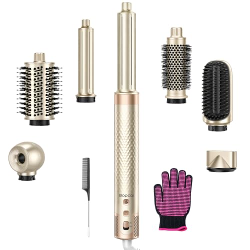 Air Sryler 7 en 1, Seche Cheveux Ionique, Boucleur Automatique Brosse Soufflante, Volume, Lissage, Boucles，Seche-Cheveux Professionnel Séchage Rapide 
