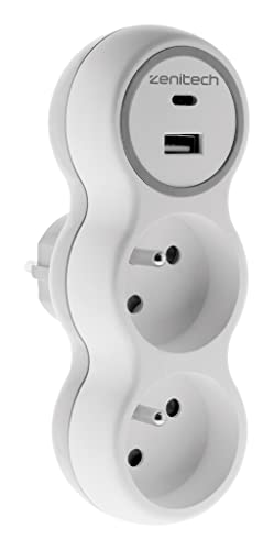 Prise Électrique Murale Double Schuko 16A Blanc | Puissance 3680W