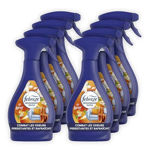 Febreze Spray Désodorisant Textile Agrumes & Verveine de Lenor 8 x 500 ml | Lot de 8 sprays de 500 ml. Élimine les odeurs tenaces des tissus. Jusqu’à 