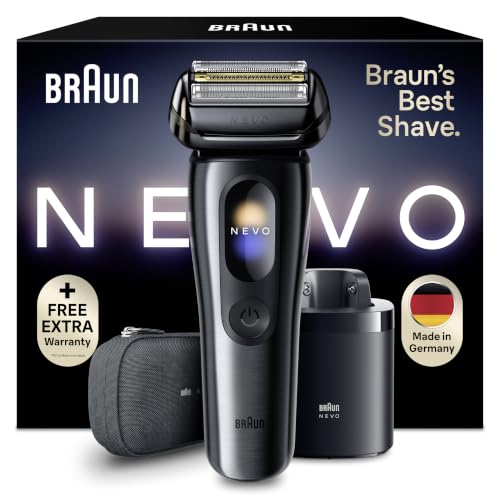 Braun Rasoir Electrique Homme NEVO 11015C, Système 7-en-1, Graphite | Technologie de Rasage de Barbe AeroTouch, Lames Aiguisées, à Grille, Manche en A