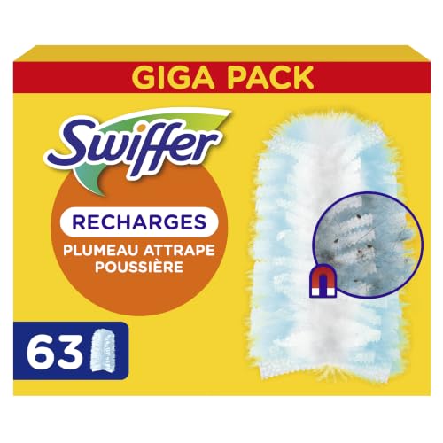 Swiffer Duster Plumeau 63 Recharges, Capture Poussière, Poils et Allergènes | Capture poussière, saleté, poils et allergènes, même dans les coins diff