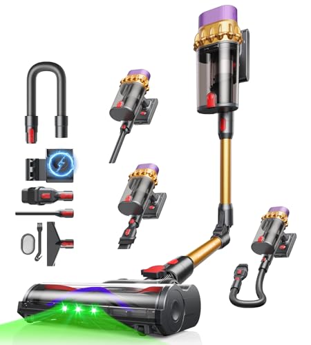 Ivormentico Aspirateur balai sans fil 68kPa/600W/70min | design autoportant, double réservoir de 1,8L, brosse anti-enchevêtrement, nettoie sous les me