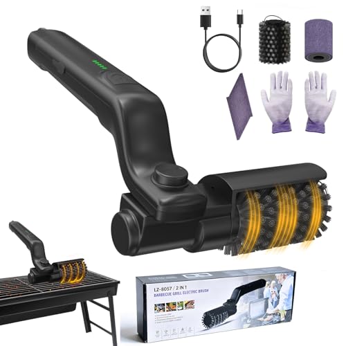Brosse à Barbecue Électrique sans Fil, 3 Vitesses Réglables, Tête Rotative 180°, Batterie Longue Durée, Brosse en Acier Inoxydable pour Nettoyage Gril