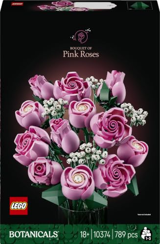 LEGO Botanicals Bouquet de Roses Roses 10374 | Set pour adulte, 12 fleurs artificielles & brins de gypsophile, décoration intérieure, idée cadeau pour